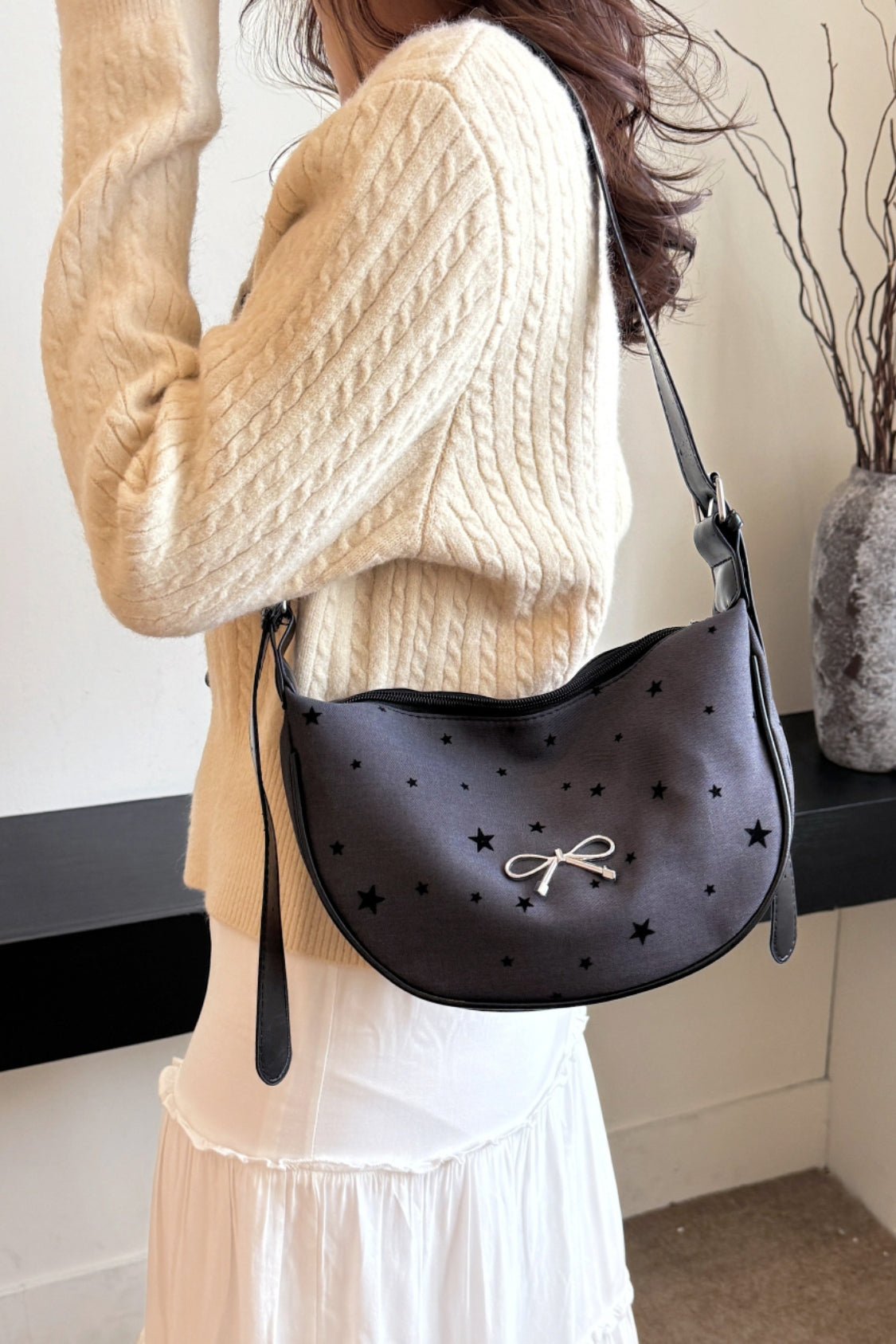 Polyester Printed Adjustable Strap Crossbody Bag