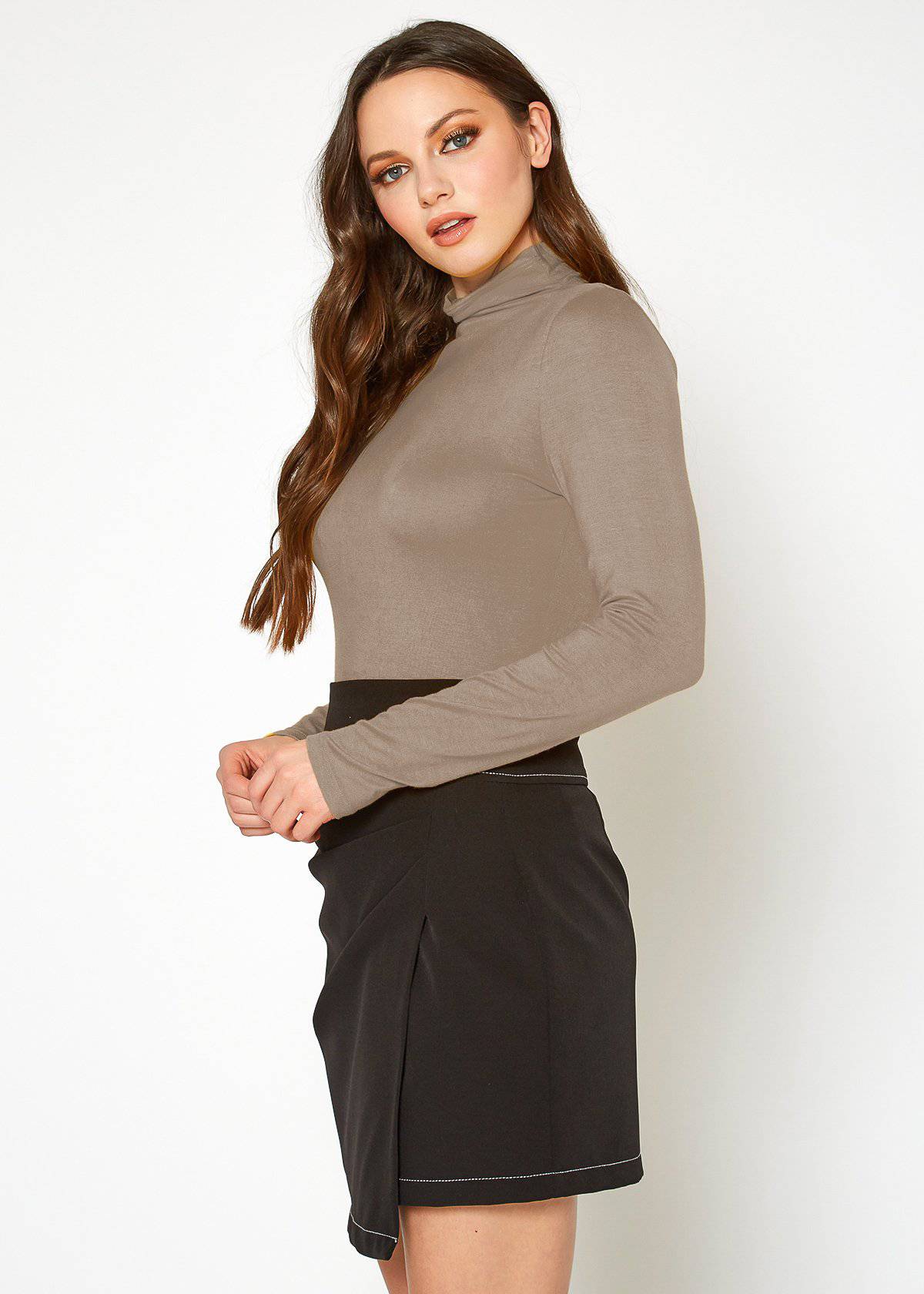 Women's Long Sleeve Turtle Neck Fitted Top