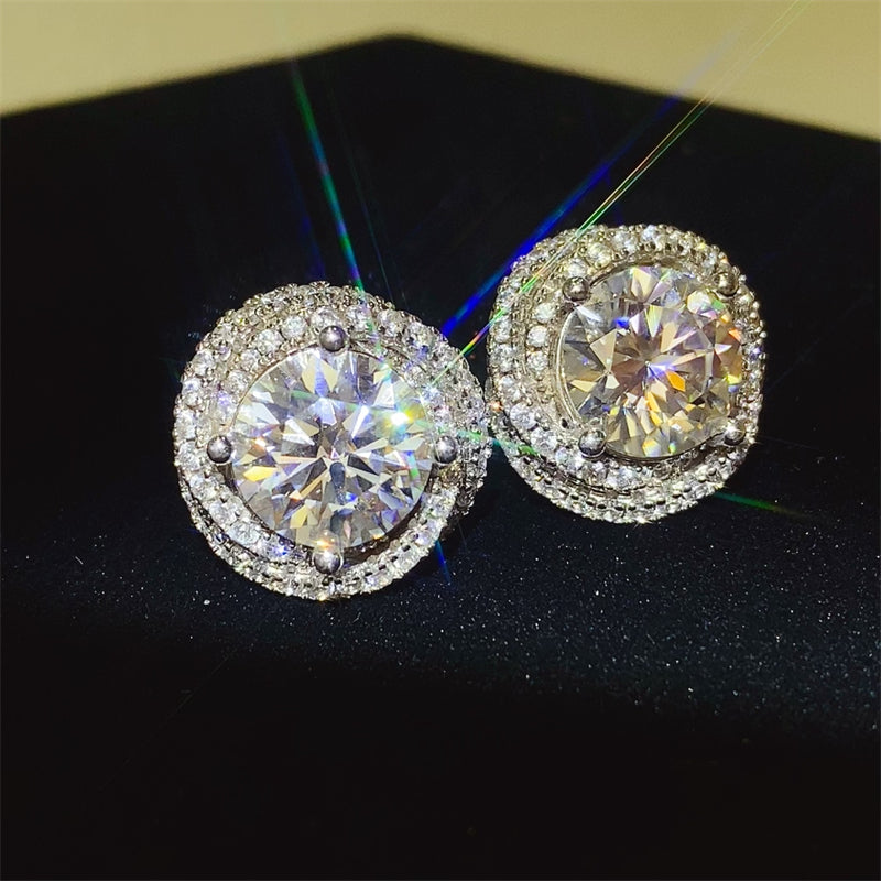 6 Carat Moissanite 925 Sterling Silver Earrings