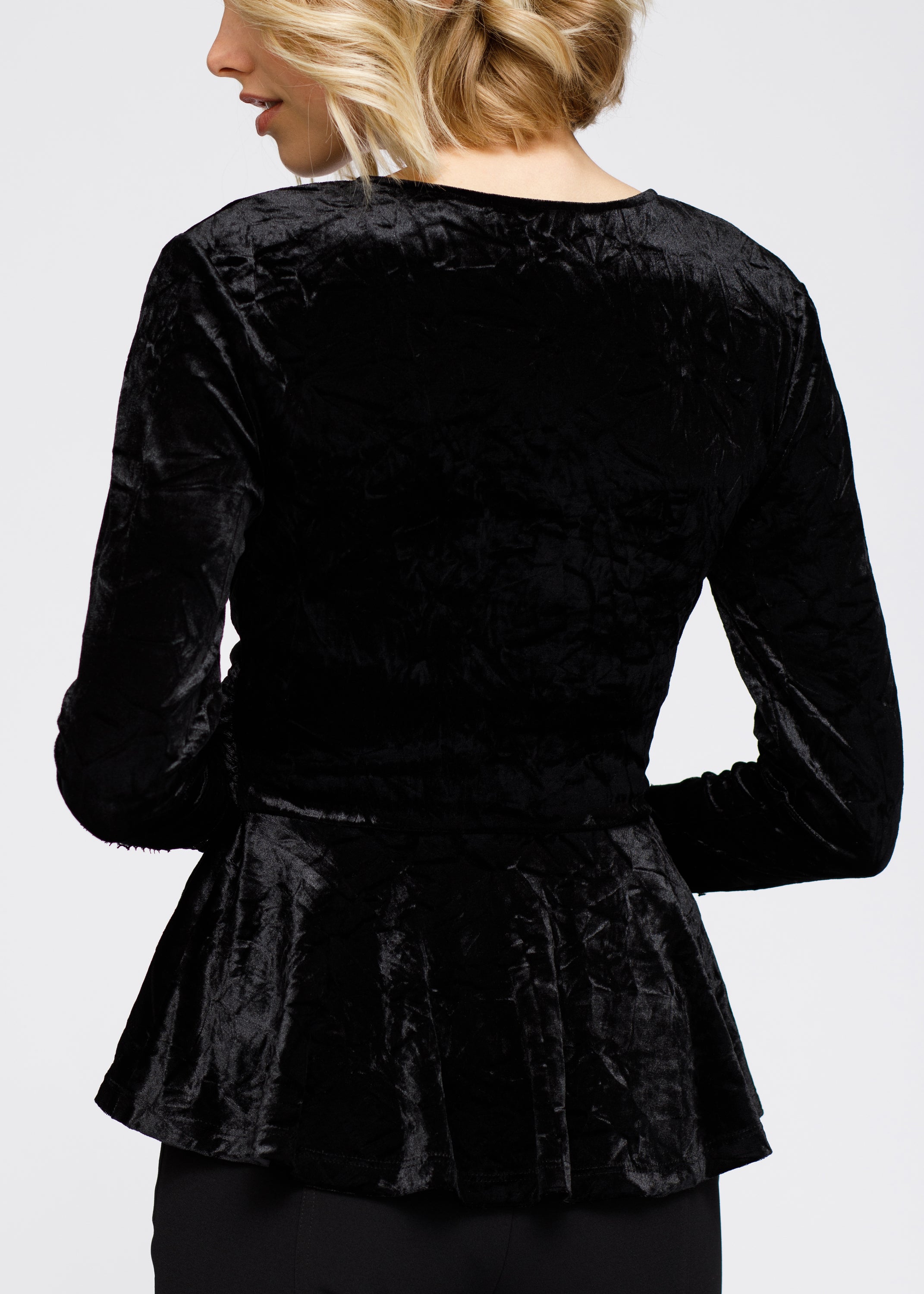 Women's Velvet Wrap Peplum Top