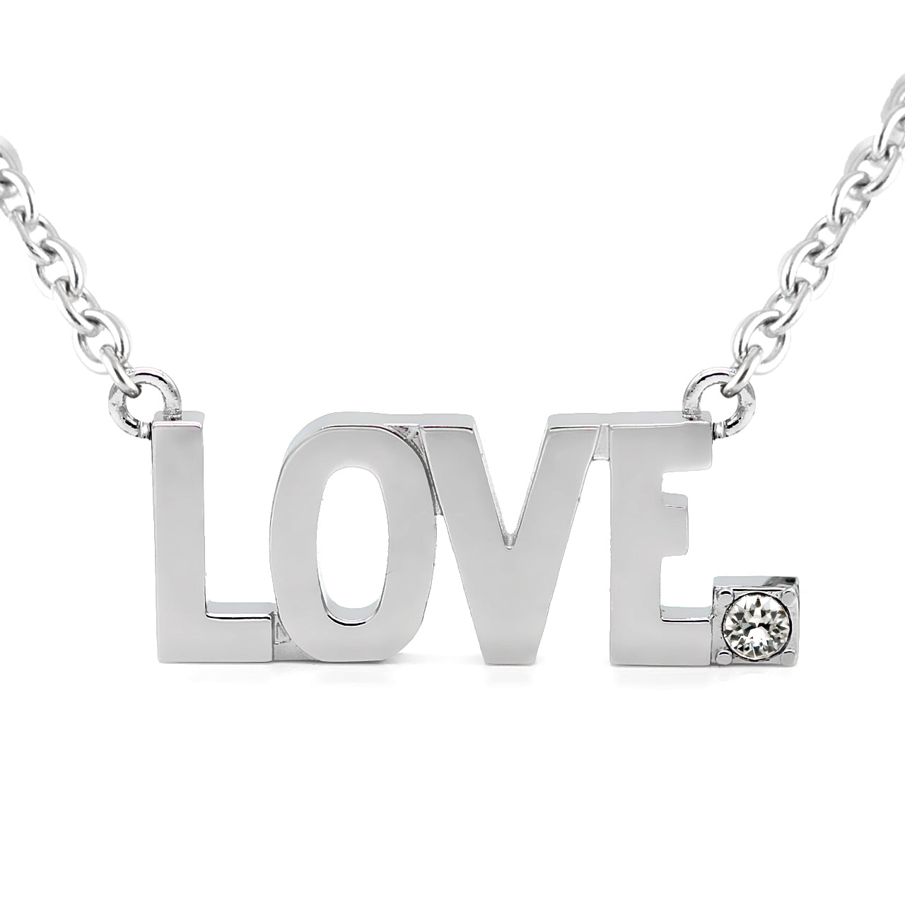 LOVE Pendant Block Letter Necklace with crystal