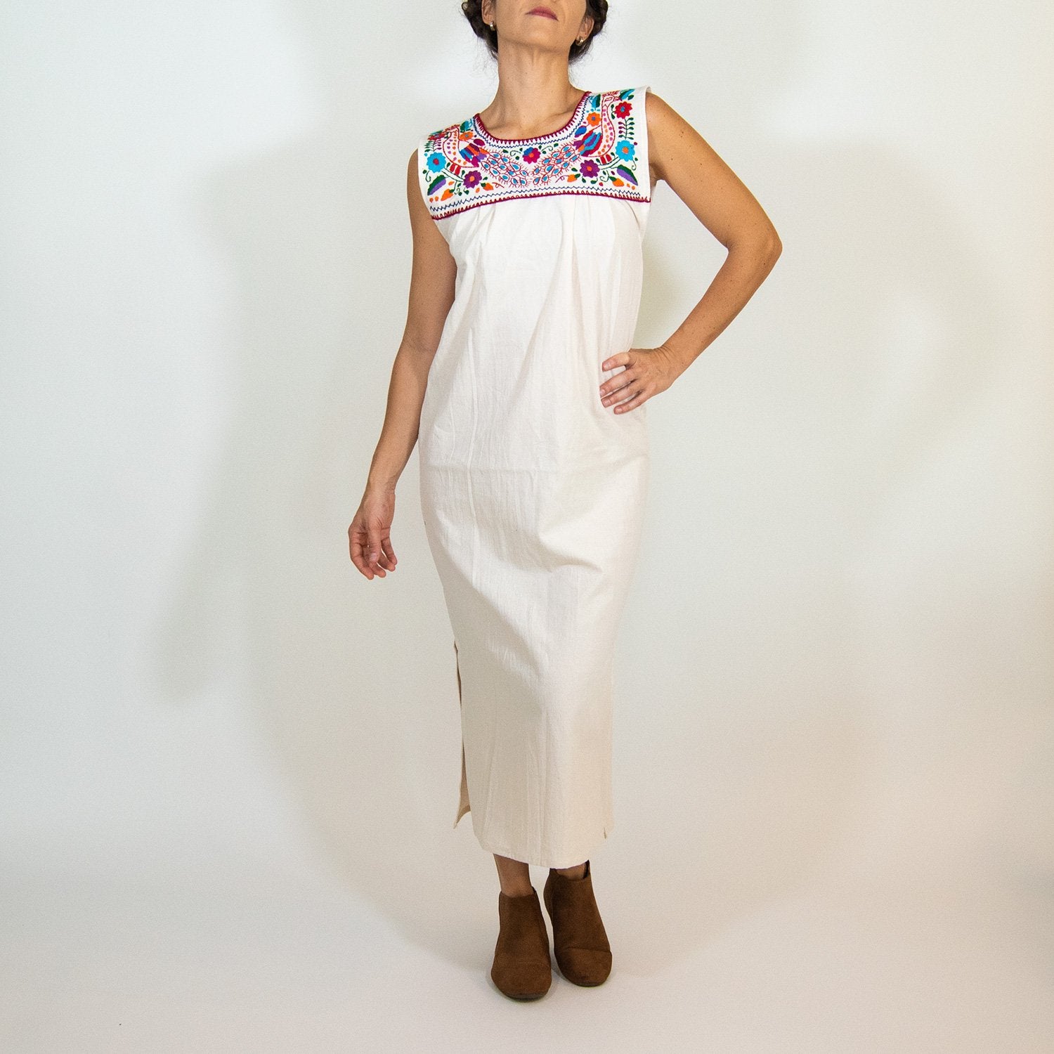 Maxi Isidra, White Mexican Embridered Dress