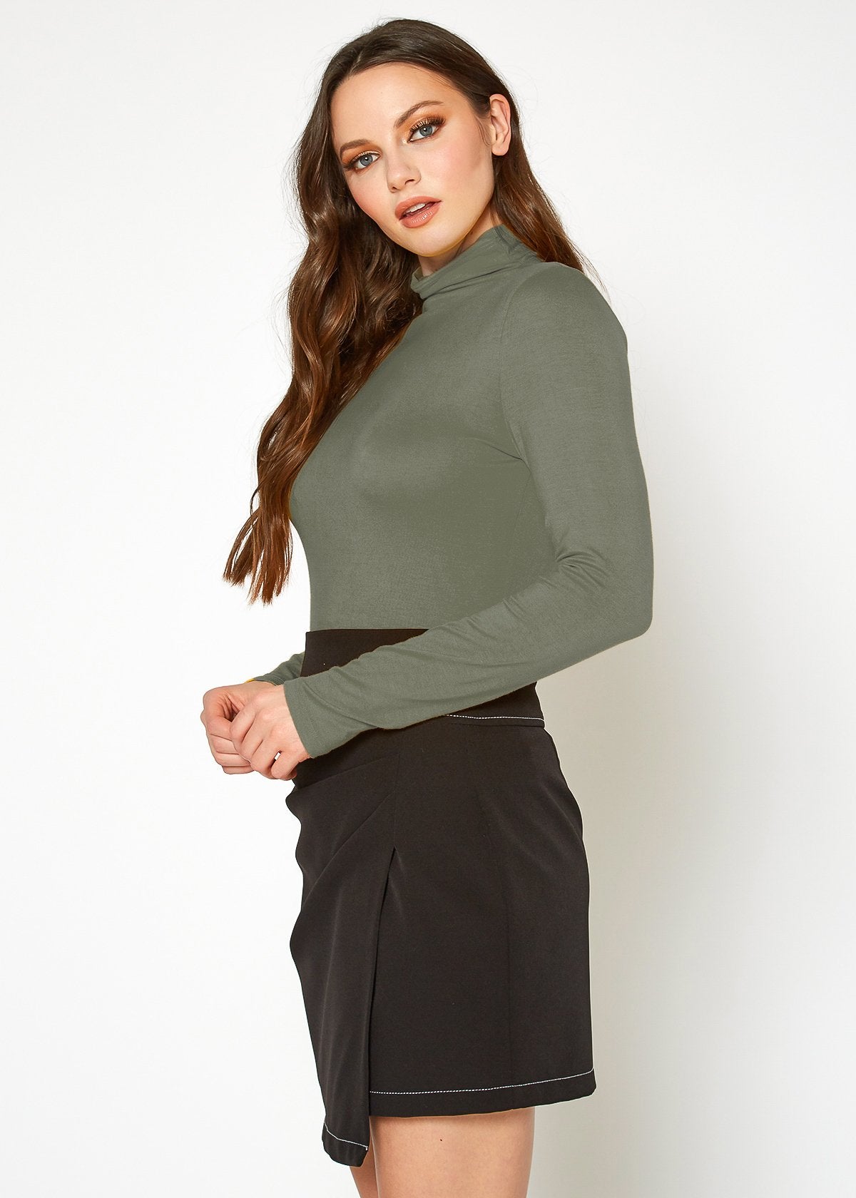 Women's Long Sleeve Turtle Neck Fitted Top