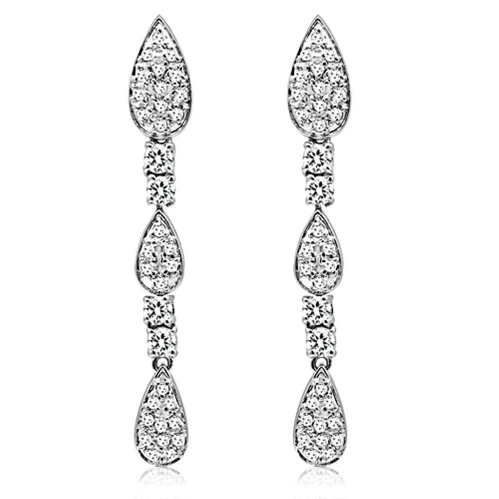 LO2428 - Rhodium Brass Jewelry Sets with AAA Grade CZ  in Clear