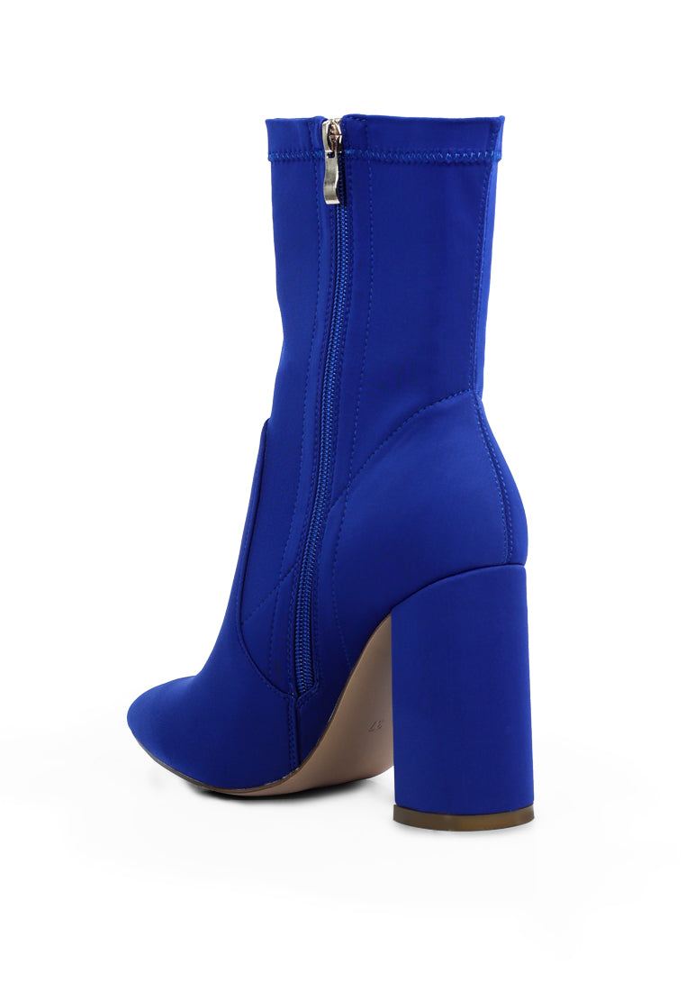 Ankle Lycra Block Heeled Boots