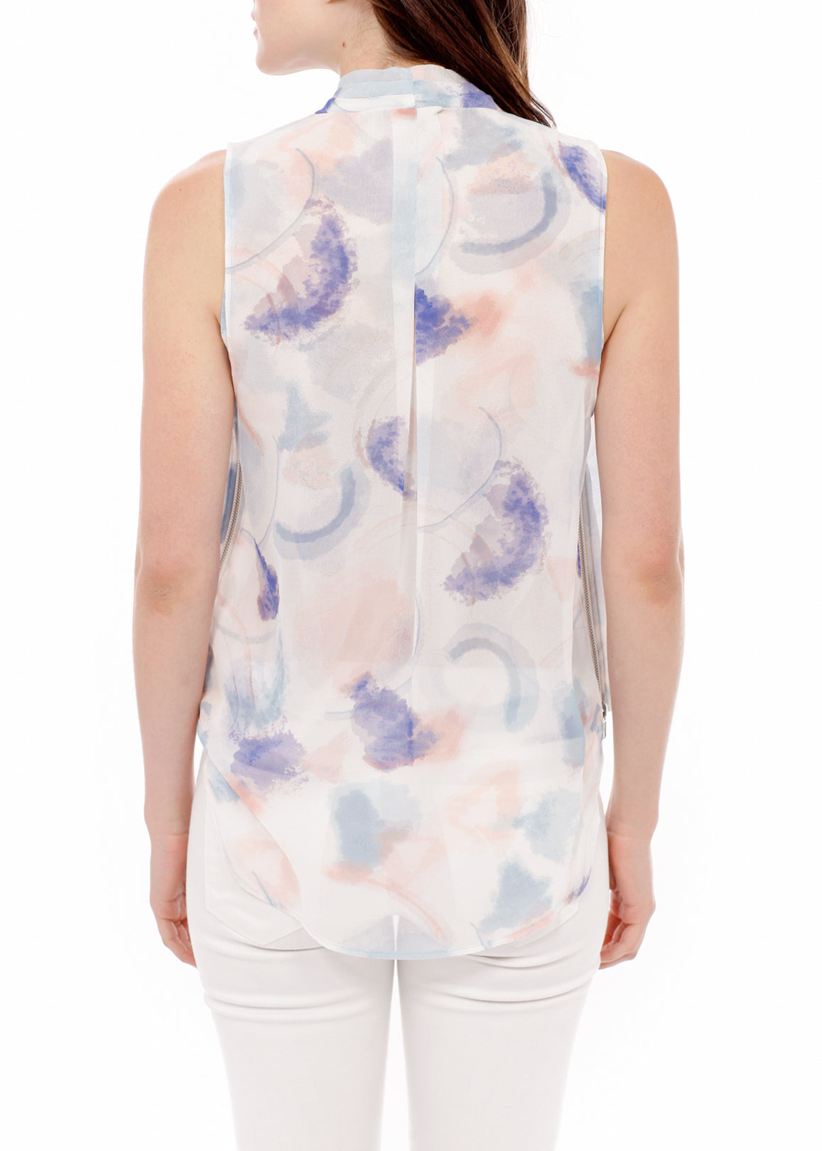 Women's Surplice Sleeveless Blouse In Water Color