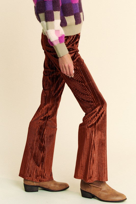 Davi & Dani Elastic Waist Knit Flare Pants