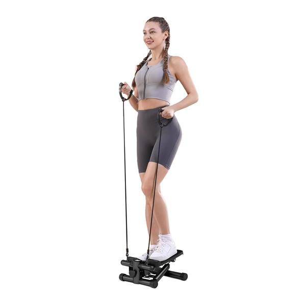 Hydraulic Fitness Mini Stepper with Resistance Bands and Display