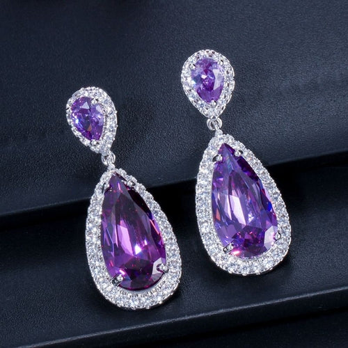 Classic Water Drop Earrings Micro Inlaid Zircon Long Earrings