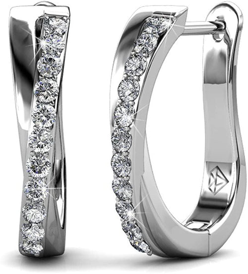 White Gold Plated Hoop Earrings For Women Twisted Silver Hoops Earring