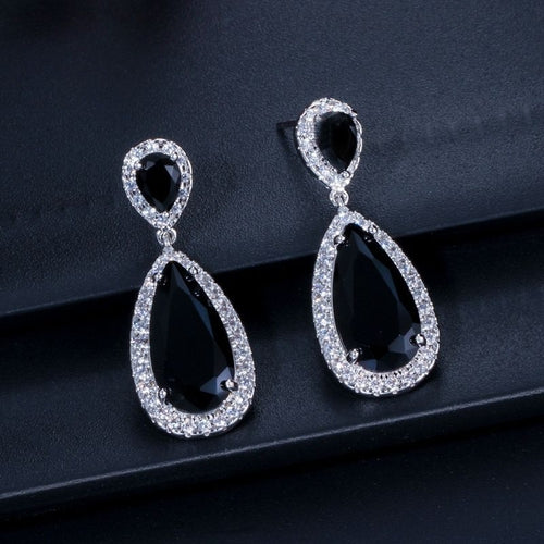 Classic Water Drop Earrings Micro Inlaid Zircon Long Earrings