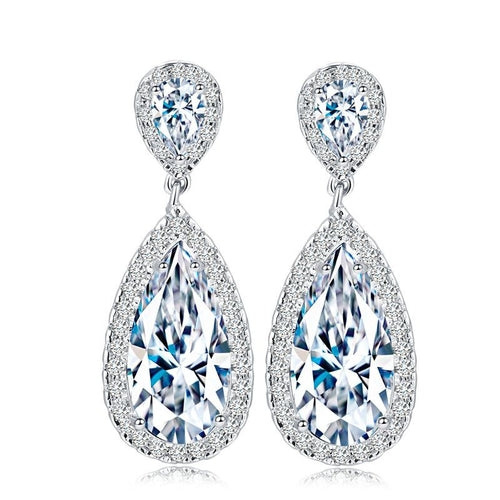 Classic Water Drop Earrings Micro Inlaid Zircon Long Earrings