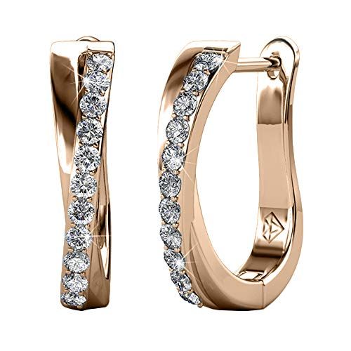 White Gold Plated Hoop Earrings For Women Twisted Silver Hoops Earring