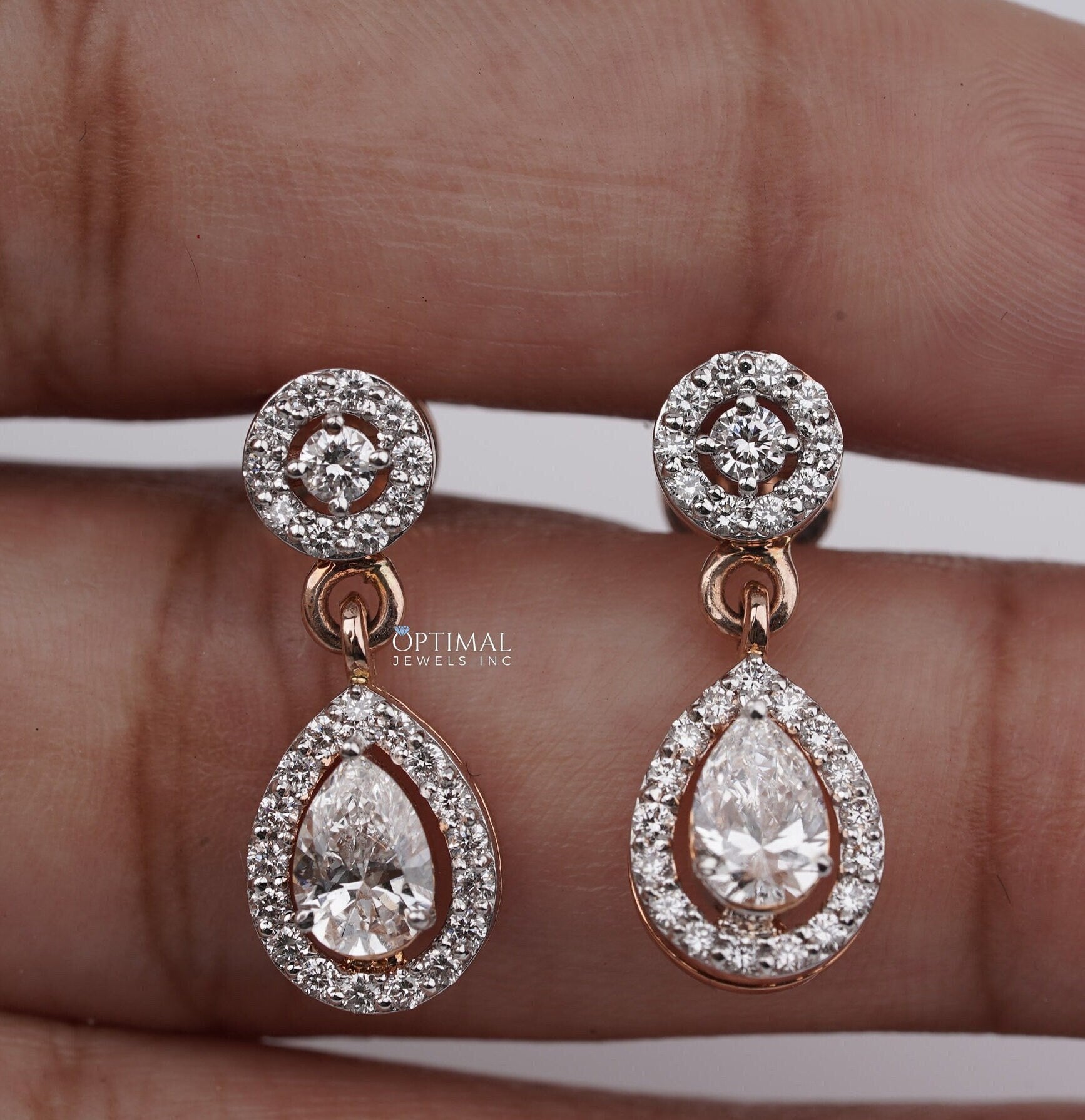 2.00 CTW Round and Pear Lab-Grown Diamond, Two-Stone Halo Diamond