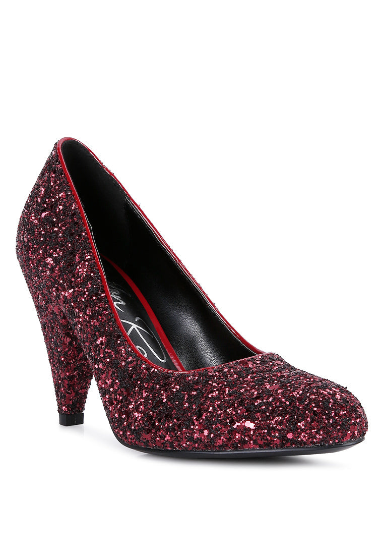 Sugar Plum Glitter Conical Heel Pumps