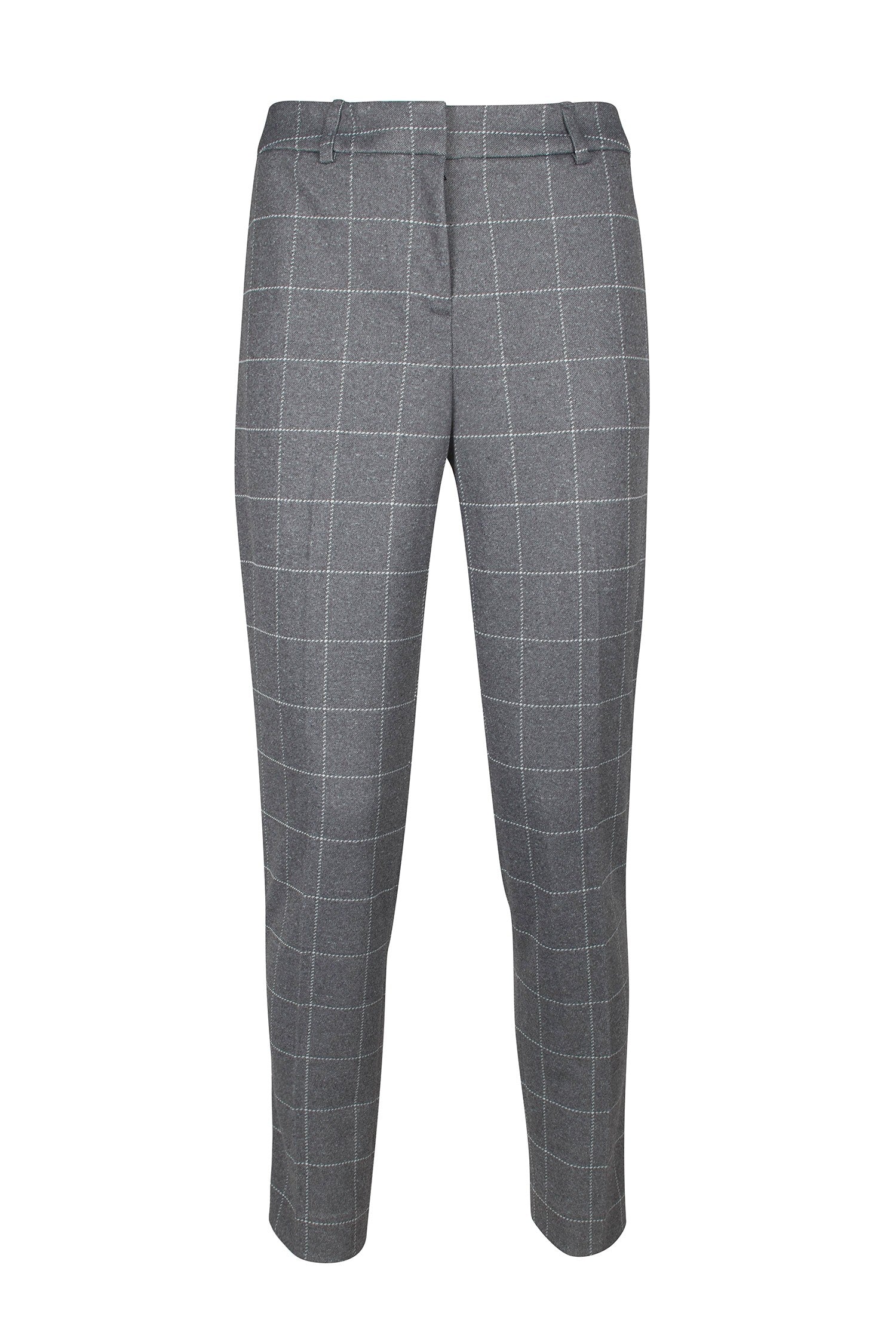 Tahari ASL Mid Waist Side Pockets Windowpane Plaid Polyester Pants